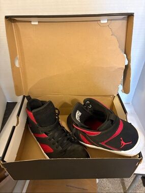 Jordan Black and Red Mid-Top Sneakers size 11.5